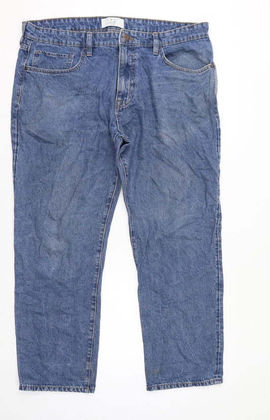 Easy Womens Blue Cotton Cropped Jeans Size 38 in L30 in Regular Zip