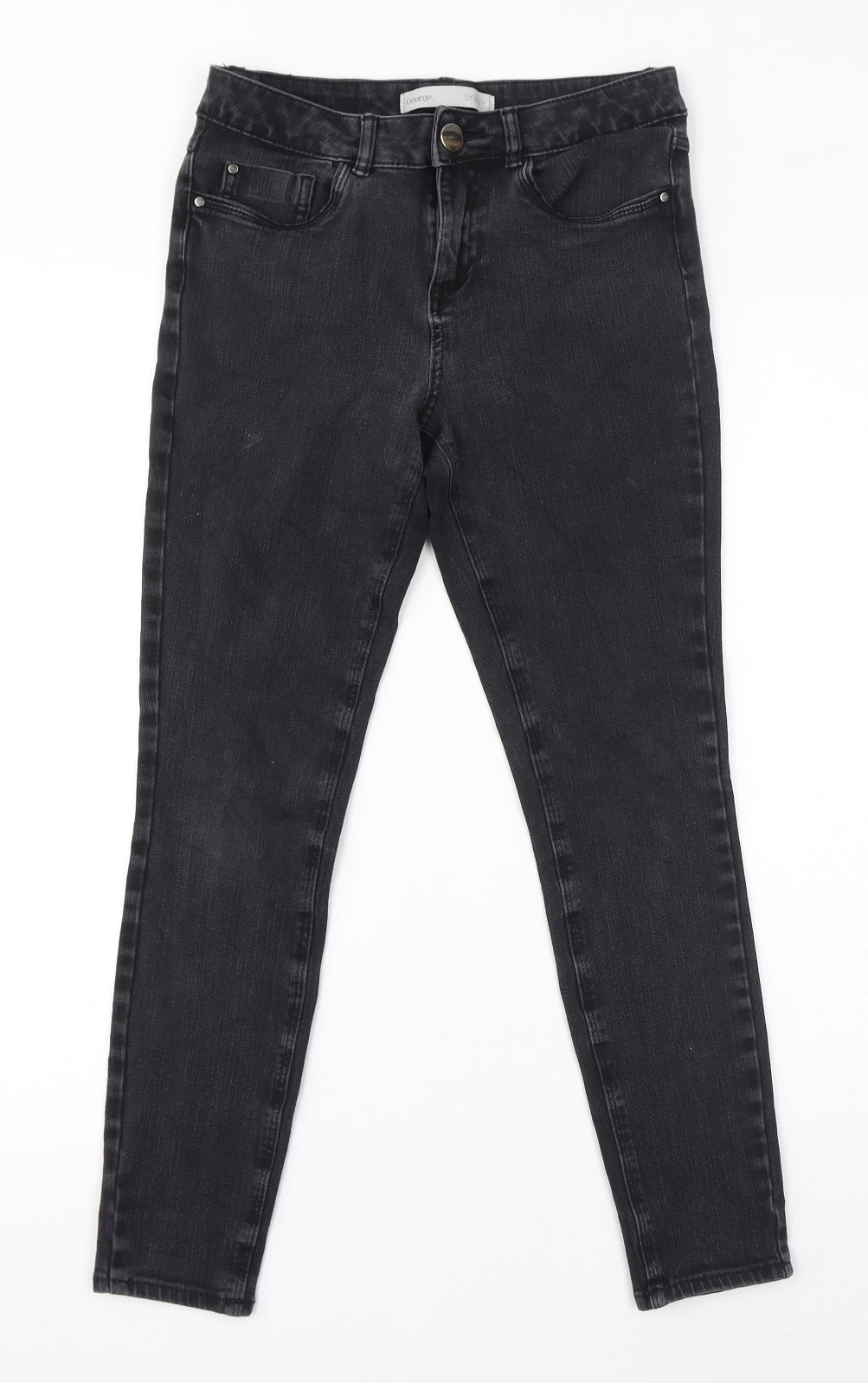 George Womens Black Cotton Skinny Jeans Size 8 L25 in Regular Zip