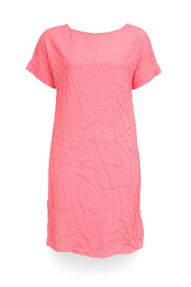 Marks & Spencer Womens Pink Viscose A-Line Size 10 Crew Neck Button