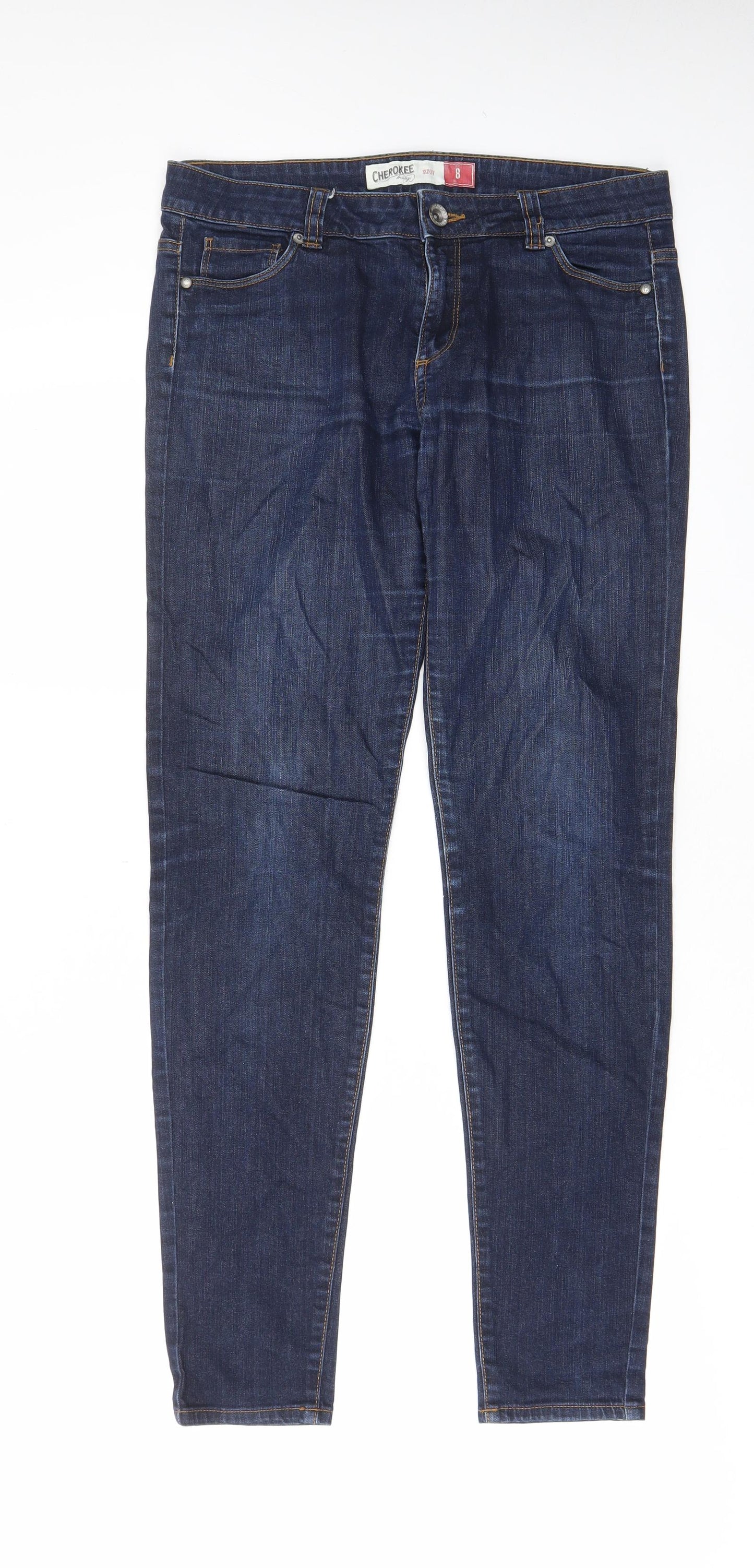 Cherokee Womens Blue Cotton Skinny Jeans Size 8 L30 in Regular Zip - Pockets, Belt Loops