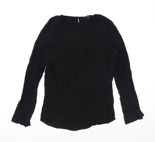 NEXT Womens Black Viscose Basic Blouse Size 6 Round Neck