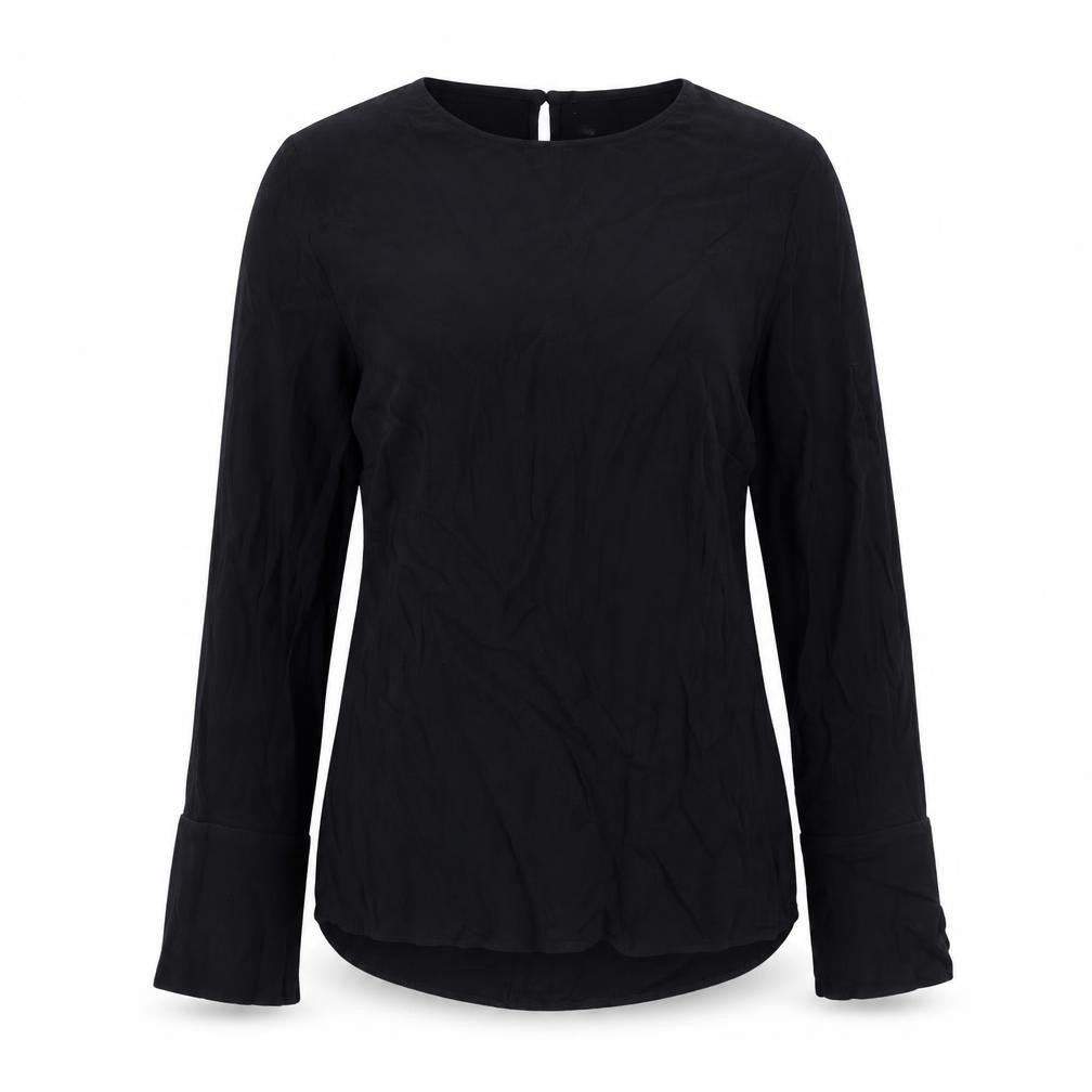 NEXT Womens Black Viscose Basic Blouse Size 6 Round Neck