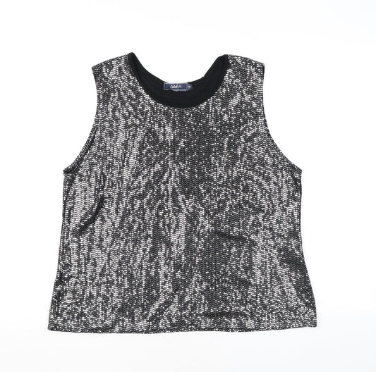 Label H Womens Black Polyester Basic Tank Size XL Round Neck - Sequins
