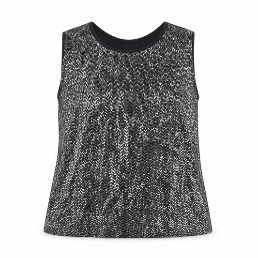 Label H Womens Black Polyester Basic Tank Size XL Round Neck - Sequins