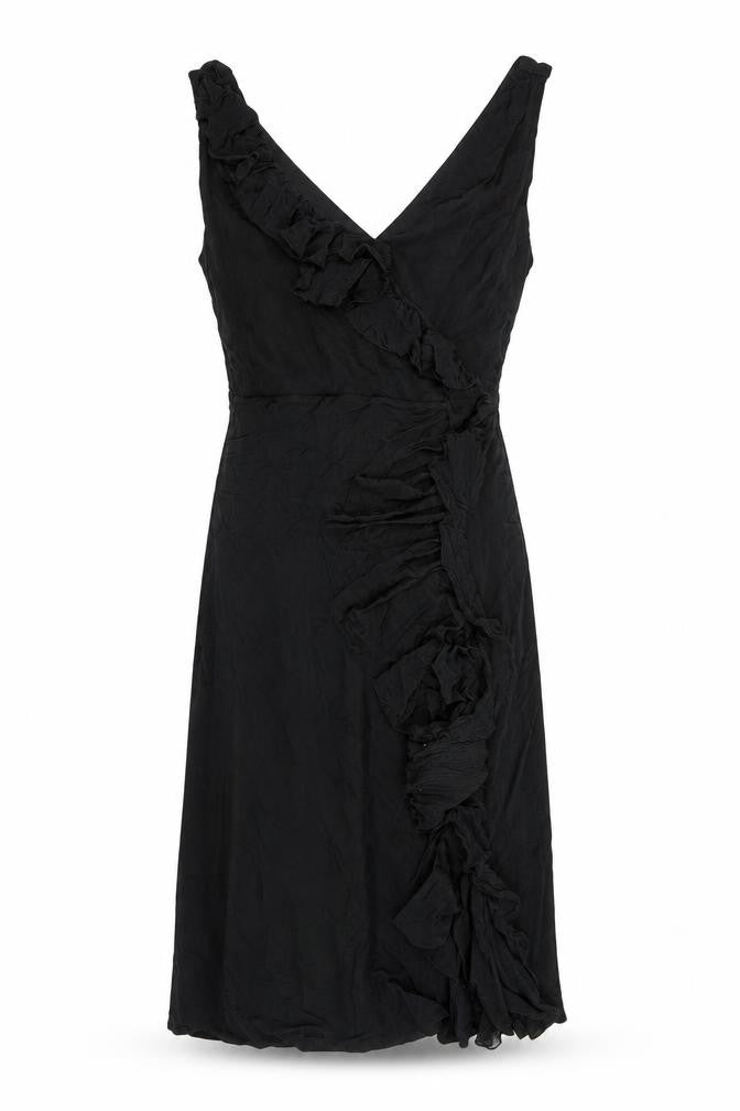 Coast Womens Black Viscose A-Line Size 12 V-Neck Pullover - Ruffles