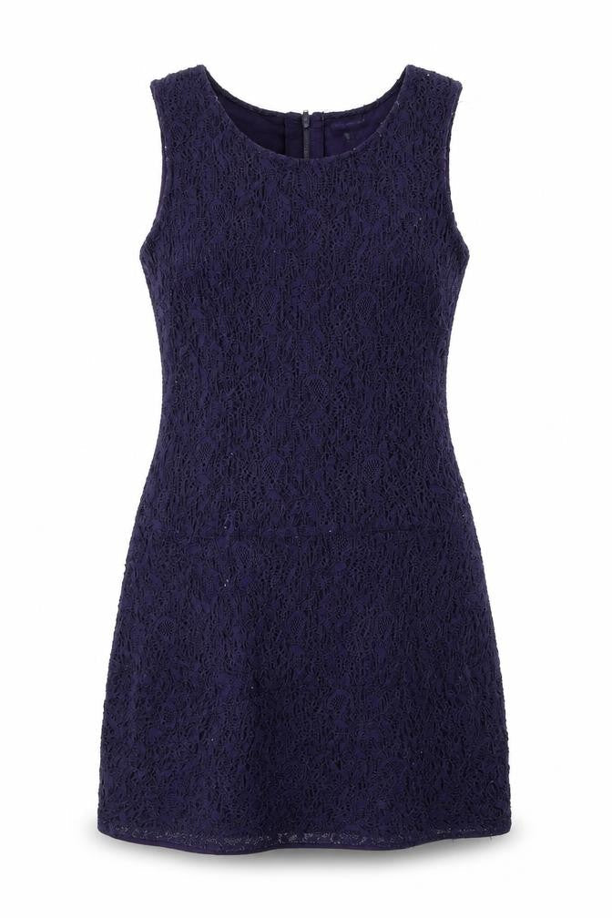 Warehouse Womens Purple Geometric Polyamide Shift Size 12 Scoop Neck Zip