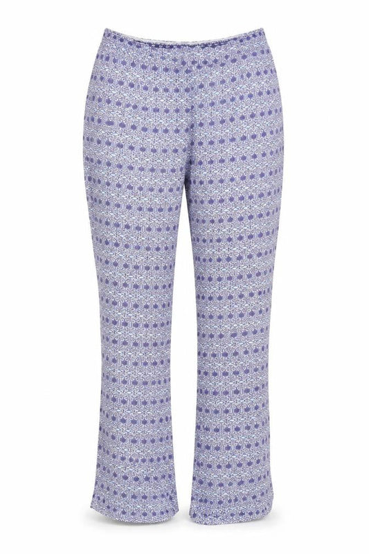Cotton Traders Womens Blue Geometric Viscose Trousers Size 14 L25 in Regular