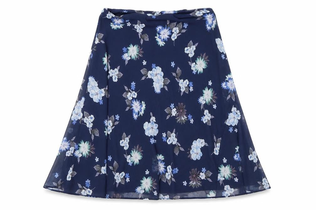Marks & Spencer Womens Blue Floral Polyester Swing Skirt Size 10