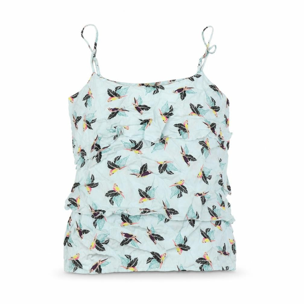 Oasis Womens Blue Geometric Viscose Basic Tank Size 8 Square Neck - Birds
