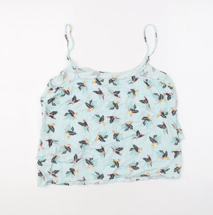 Oasis Womens Blue Geometric Viscose Basic Tank Size 8 Square Neck - Birds