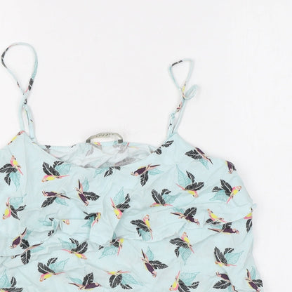 Oasis Womens Blue Geometric Viscose Basic Tank Size 8 Square Neck - Birds