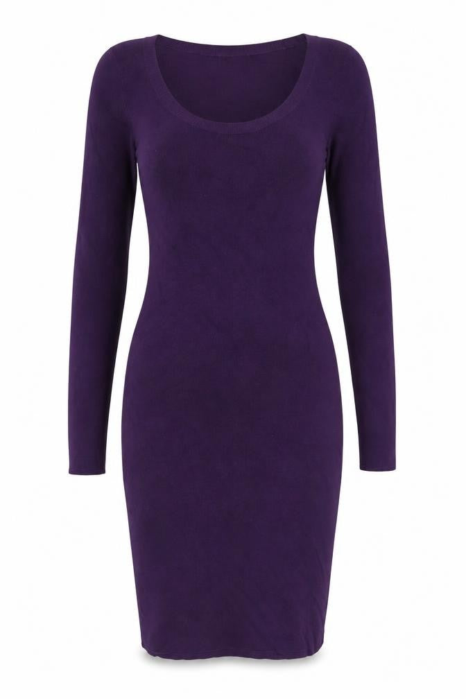 Oasis Womens Purple Viscose Bodycon Size M Scoop Neck Pullover