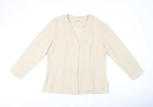 RS Collectables Womens Beige Polyester Basic Button-Up Size 20 V-Neck