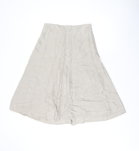 Topshop Womens Beige Animal Print Viscose Swing Skirt Size 12 Zip - Leopard Print