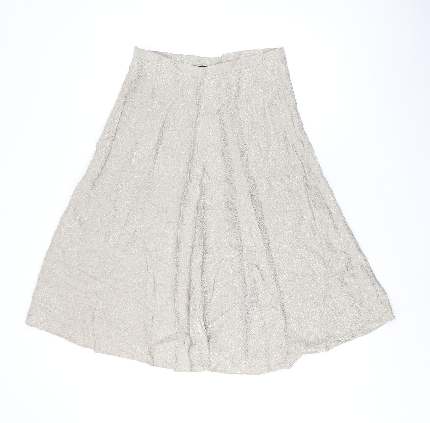 Topshop Womens Beige Animal Print Viscose Swing Skirt Size 12 Zip - Leopard Print