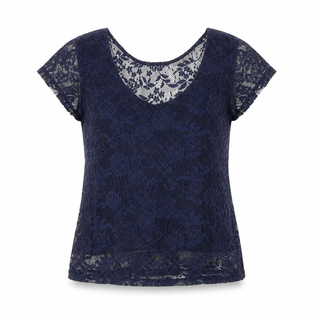 Dorothy Perkins Womens Blue Floral Polyester Basic T-Shirt Size 14 Boat Neck