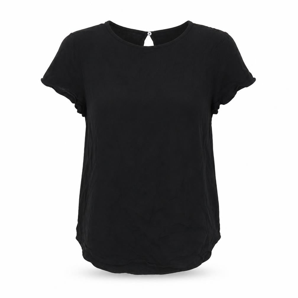 H&M Womens Black Viscose Basic T-Shirt Size 8 Boat Neck