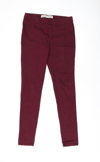 Additional front view of Denim & Co. women’s red cotton jegging jeans, size UK 10, 30-inch leg regular