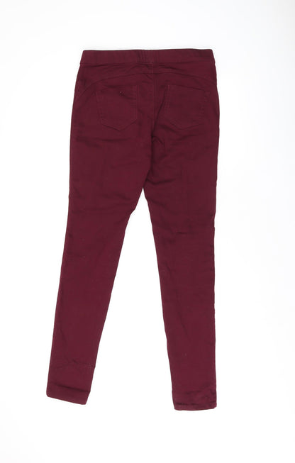 Back view of Denim & Co. women’s red cotton jegging jeans, size UK 10, 30-inch leg regular