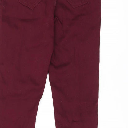 Brand and care label for Denim & Co. women’s red cotton jegging jeans, size UK 10, 30-inch leg regular