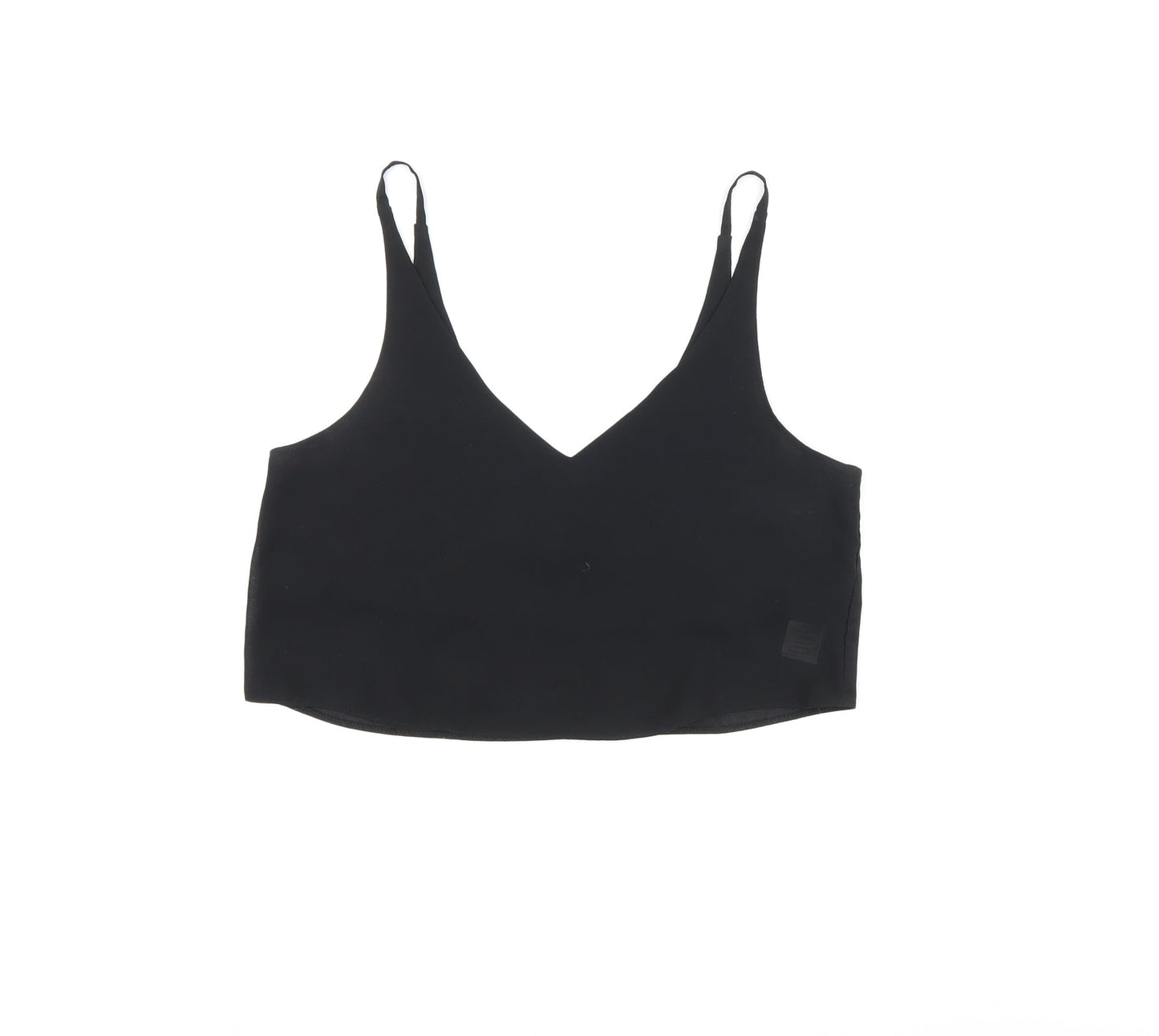 Topshop Womens Black Polyester Cropped Tank Size 6 V-Neck
