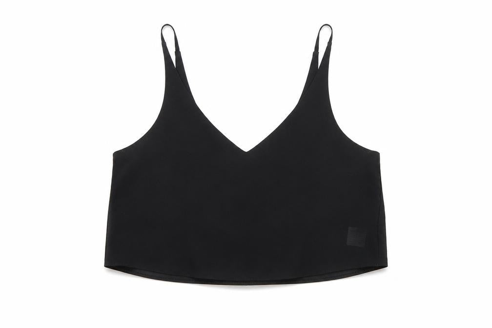 Topshop Womens Black Polyester Cropped Tank Size 6 V-Neck