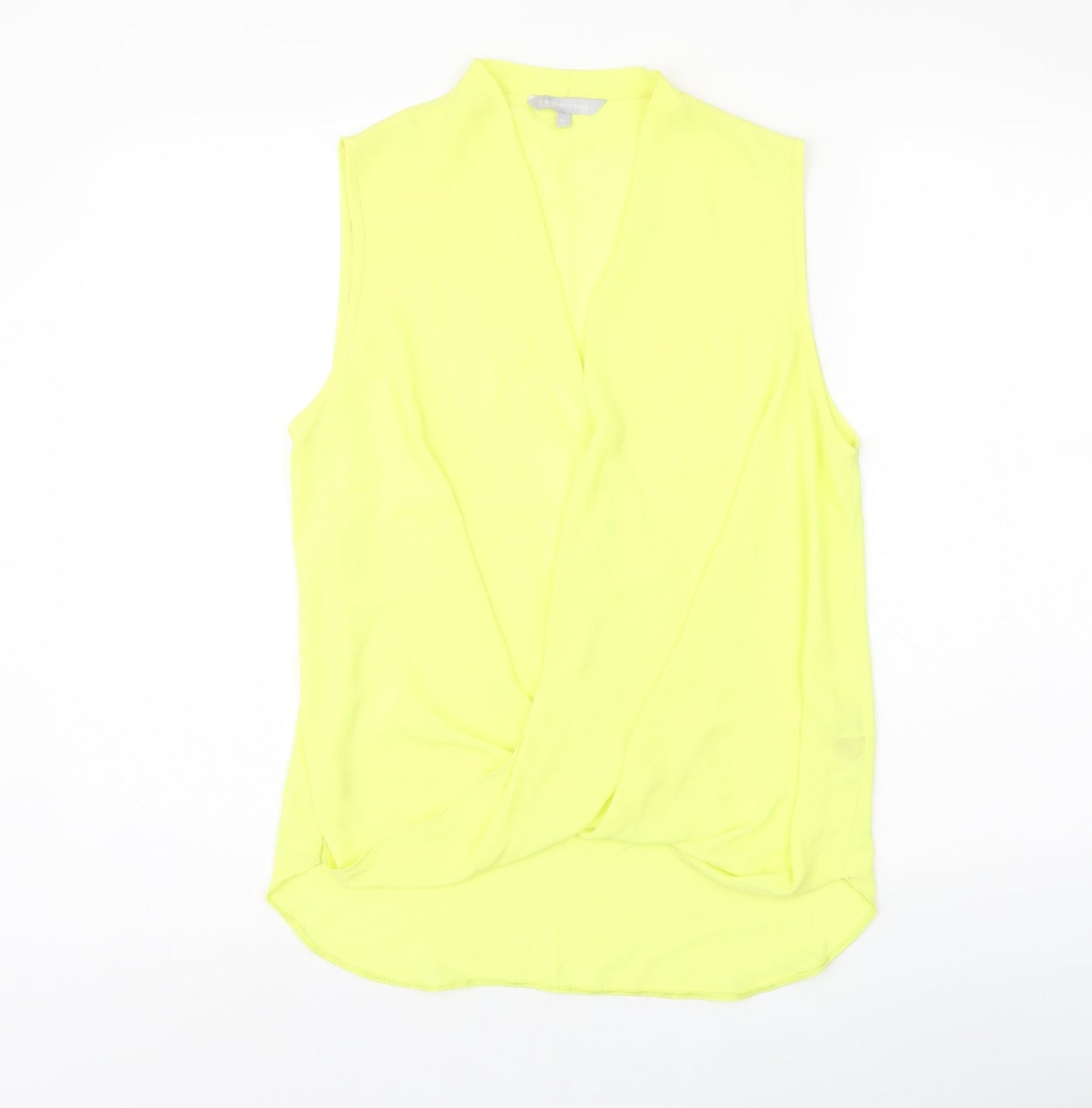 Red Herring Womens Yellow Polyester Basic Blouse Size 12 V-Neck