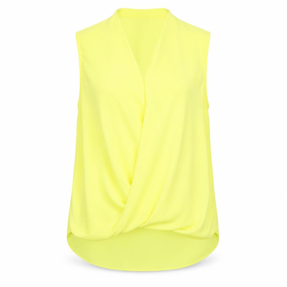 Red Herring Womens Yellow Polyester Basic Blouse Size 12 V-Neck