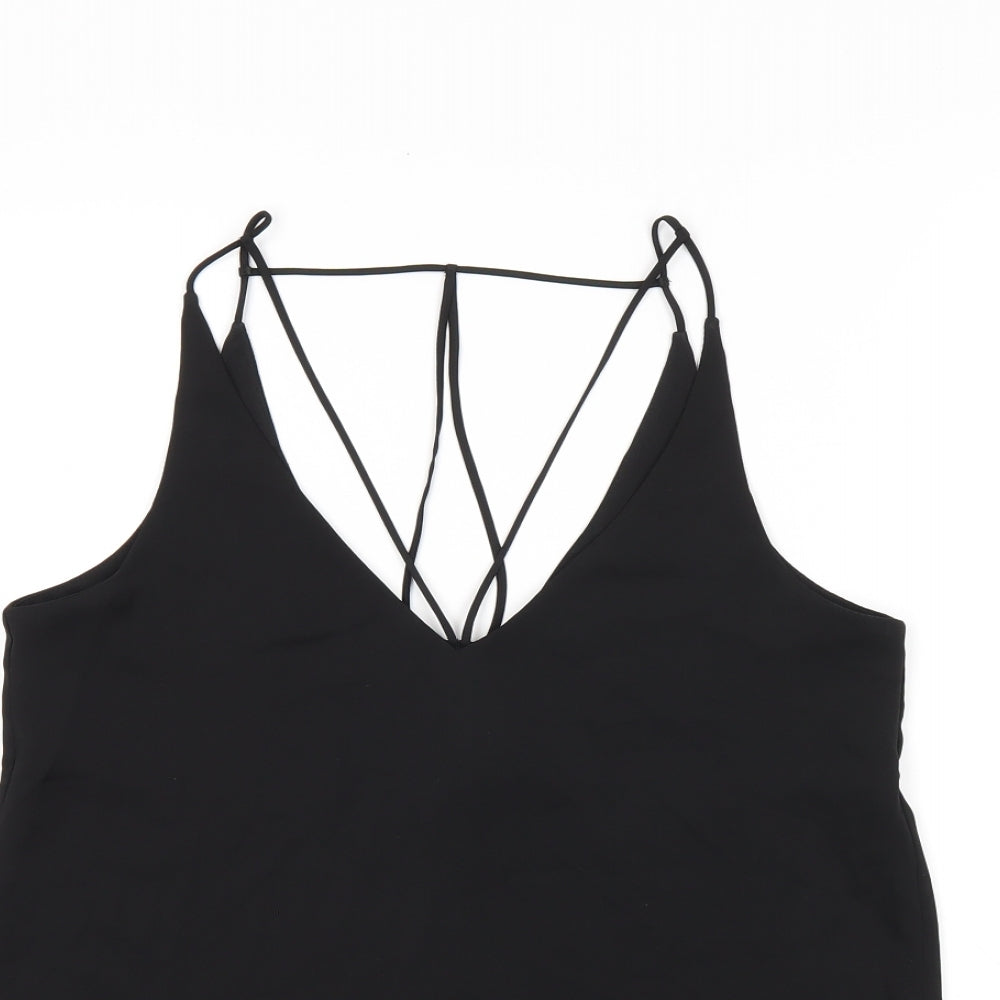 Topshop Womens Black Polyester Camisole T-Shirt Size 8 V-Neck