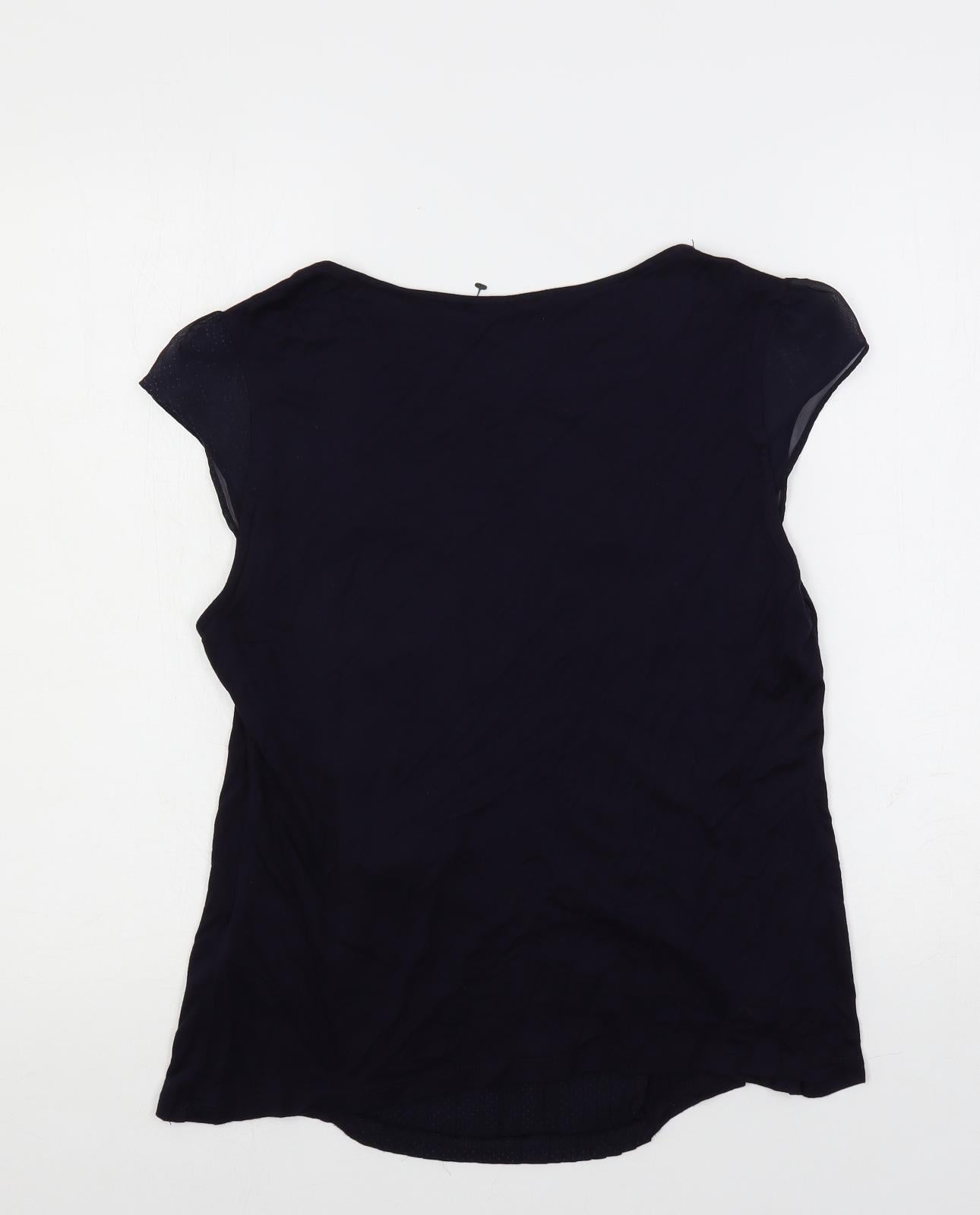 H&M Womens Blue Viscose Basic Blouse Size L Boat Neck