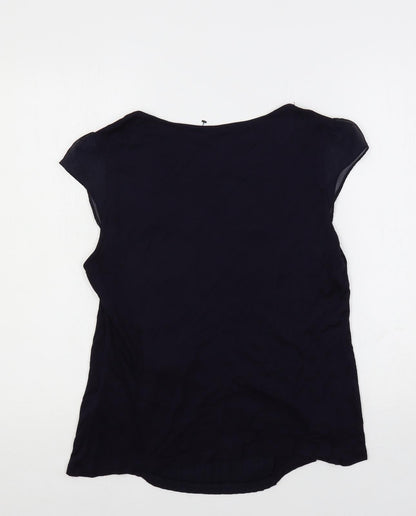 H&M Womens Blue Viscose Basic Blouse Size L Boat Neck