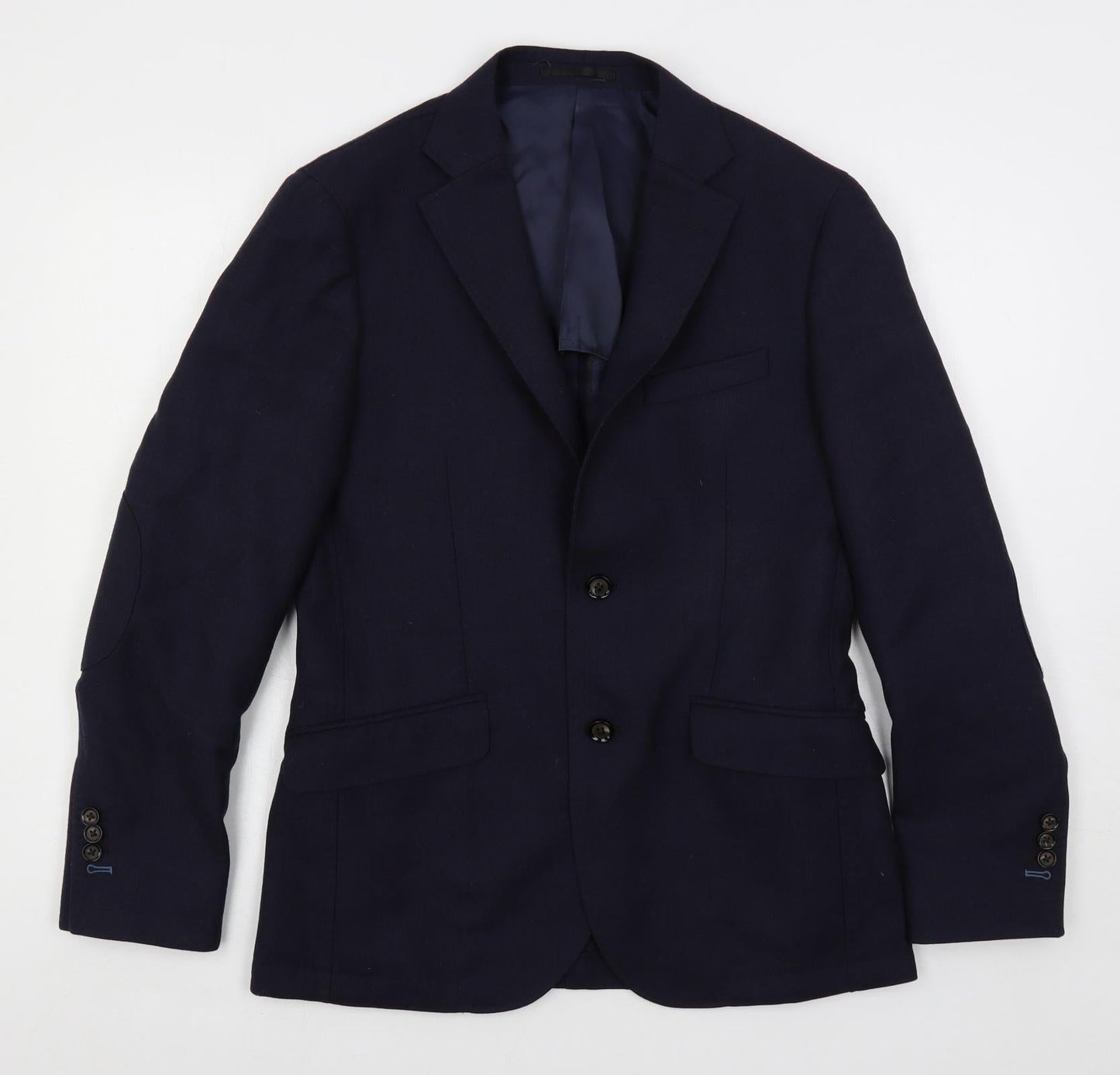 Thomas Mayes Mens Blue Wool Jacket Suit Jacket Size 38 Regular