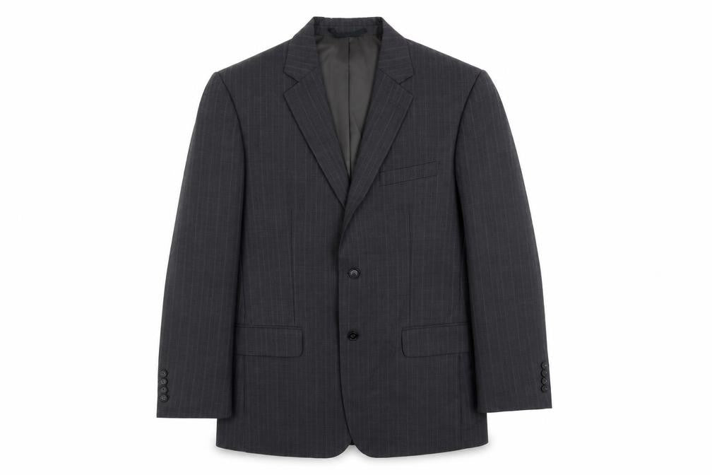 Brook Taverner Mens Grey Striped Polyester Jacket Suit Jacket Size 40 Regular