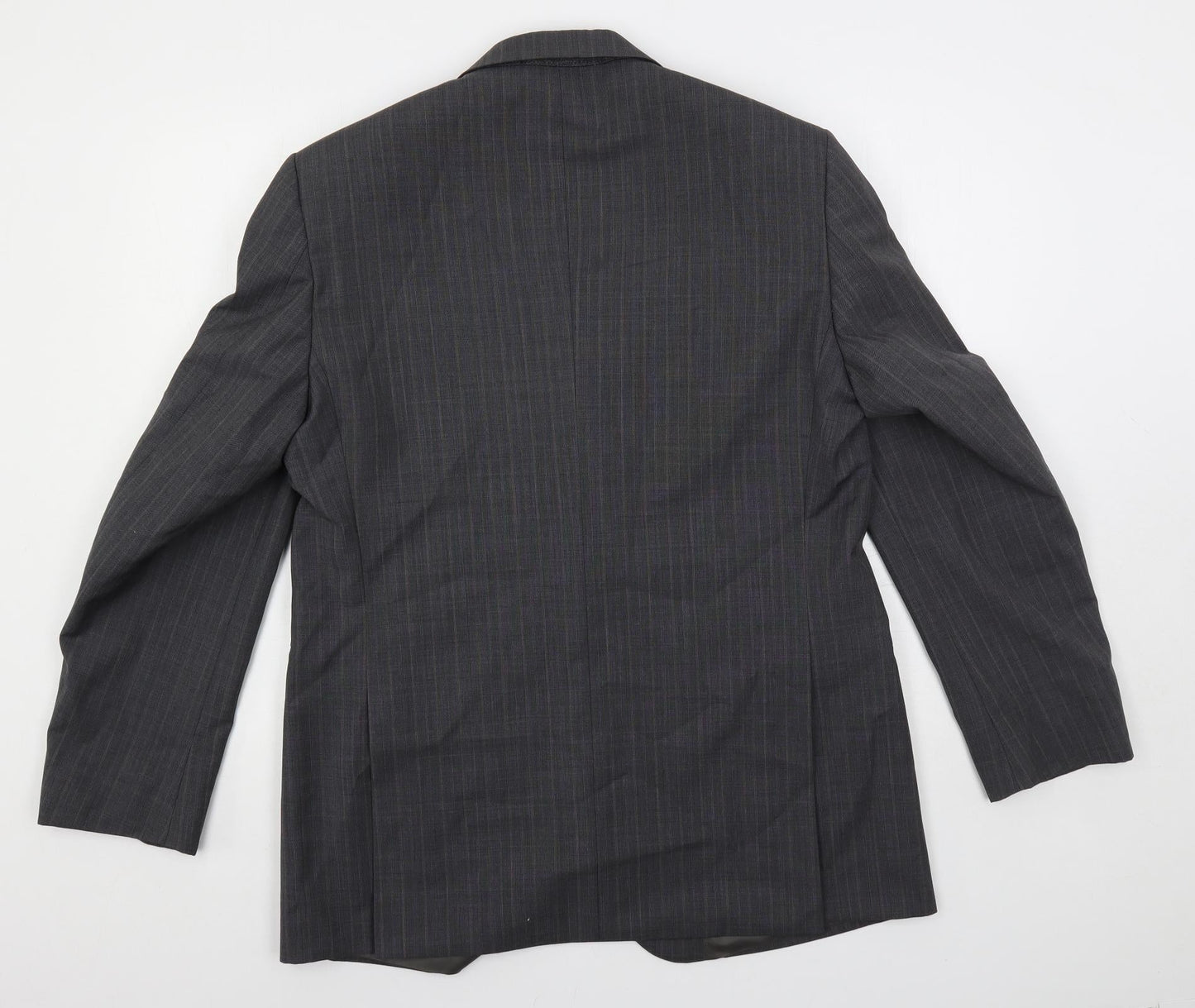 Brook Taverner Mens Grey Striped Polyester Jacket Suit Jacket Size 40 Regular
