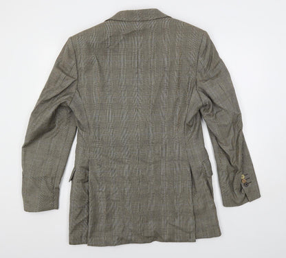 Flannels Mens Brown Plaid Wool Jacket Blazer Size 40 Regular