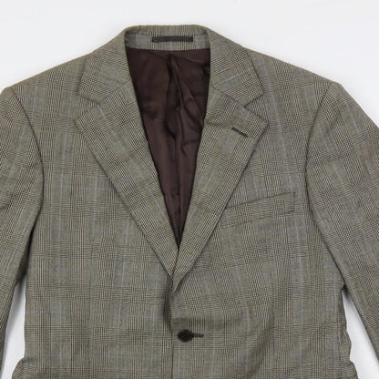 Flannels Mens Brown Plaid Wool Jacket Blazer Size 40 Regular