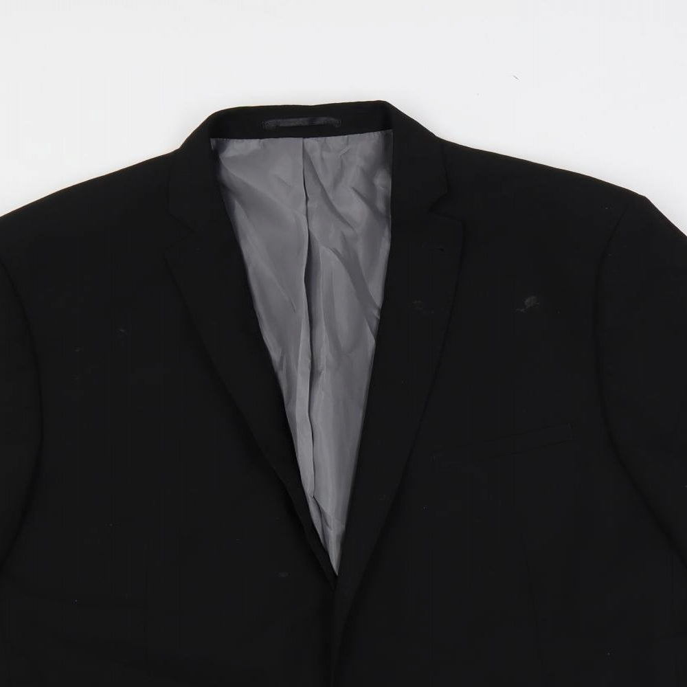 Ventura Mens Black Polyester Jacket Suit Jacket Size 44 Regular