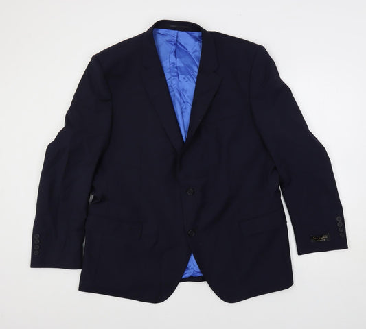 Santinelli Mens Blue Polyester Jacket Suit Jacket Size 46 Regular