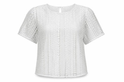 Front view of Autograph women’s white cotton basic blouse, size UK 8, boat neck - lined