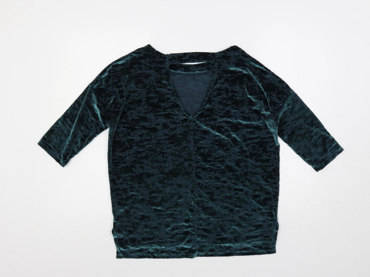 NEXT Womens Green Geometric Polyester Basic Blouse Size 10 Round Neck