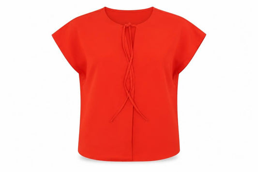 Marks and Spencer Womens Red Polyester Basic Blouse Size 12 V-Neck - Keyhole Neck