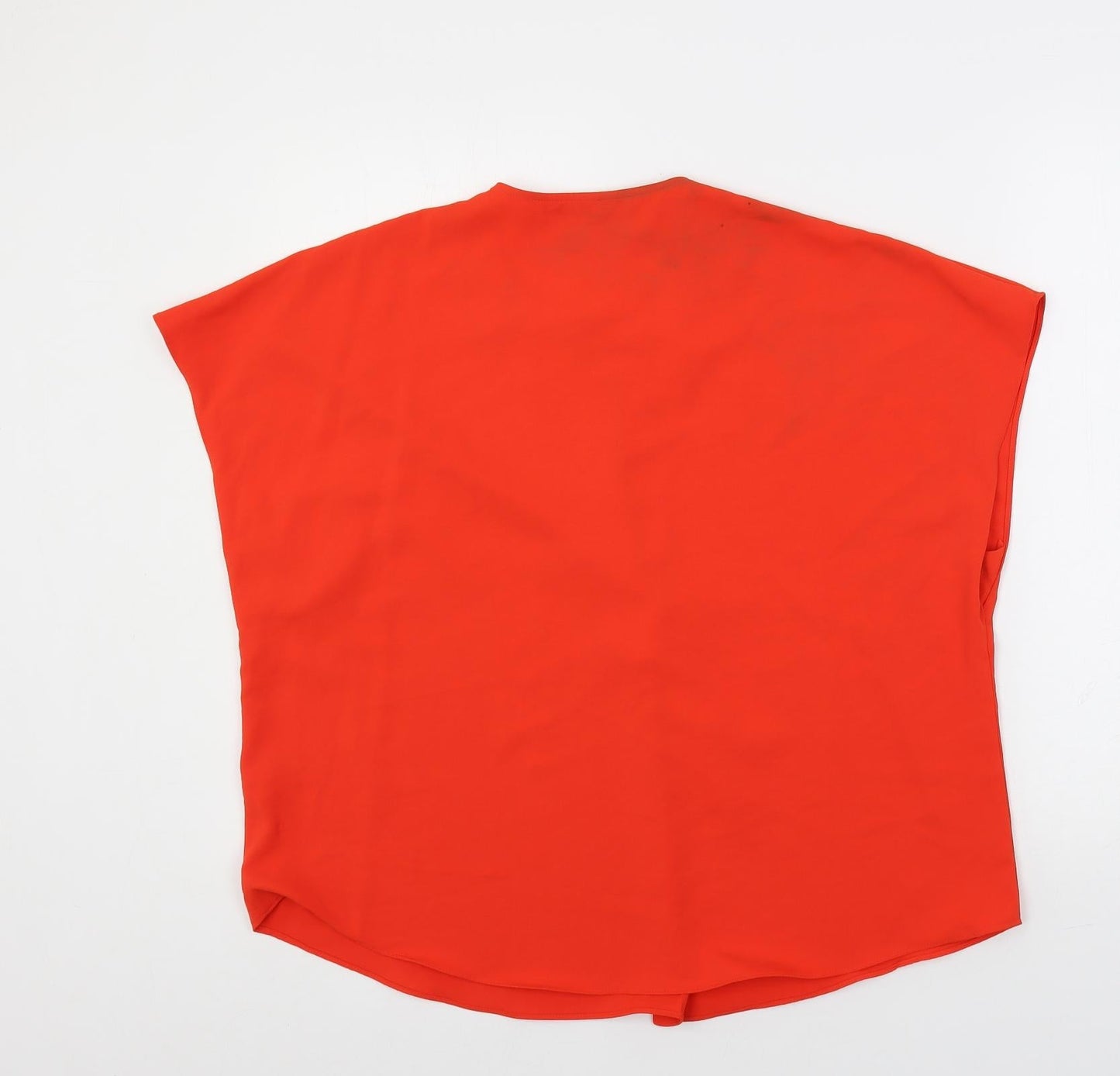 Marks and Spencer Womens Red Polyester Basic Blouse Size 12 V-Neck - Keyhole Neck