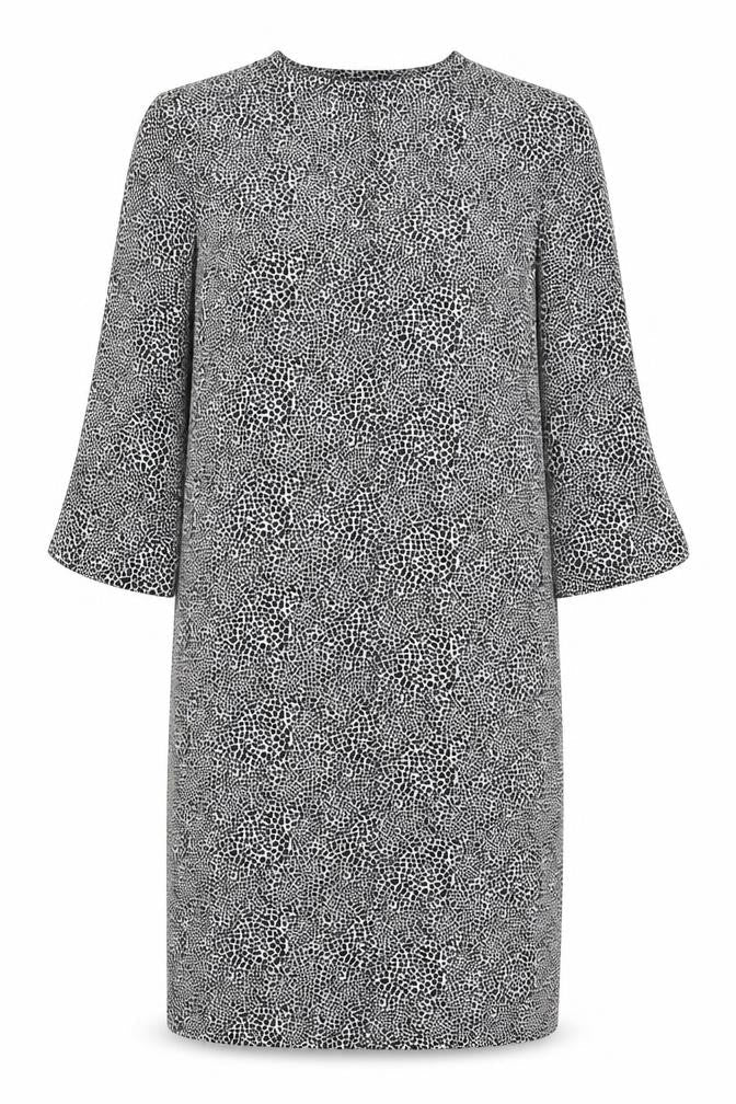 Marks & Spencer Womens Black Geometric Polyester Shift Size 8 V-Neck Pullover