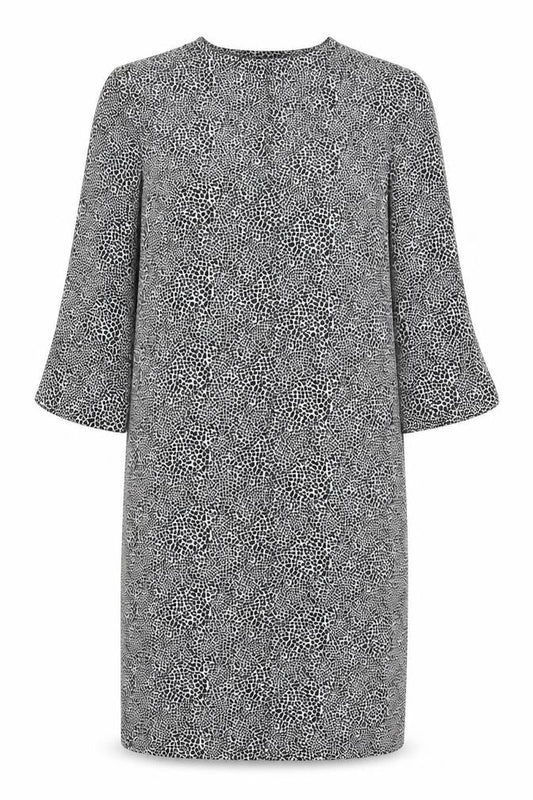 Marks & Spencer Womens Black Geometric Polyester Shift Size 8 V-Neck Pullover