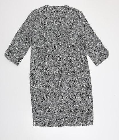 Marks & Spencer Womens Black Geometric Polyester Shift Size 8 V-Neck Pullover