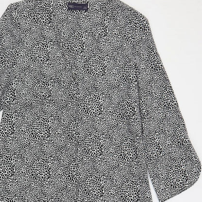 Marks & Spencer Womens Black Geometric Polyester Shift Size 8 V-Neck Pullover