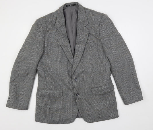 Greenwoods Mens Grey Geometric Jacket Blazer Size 40 Button