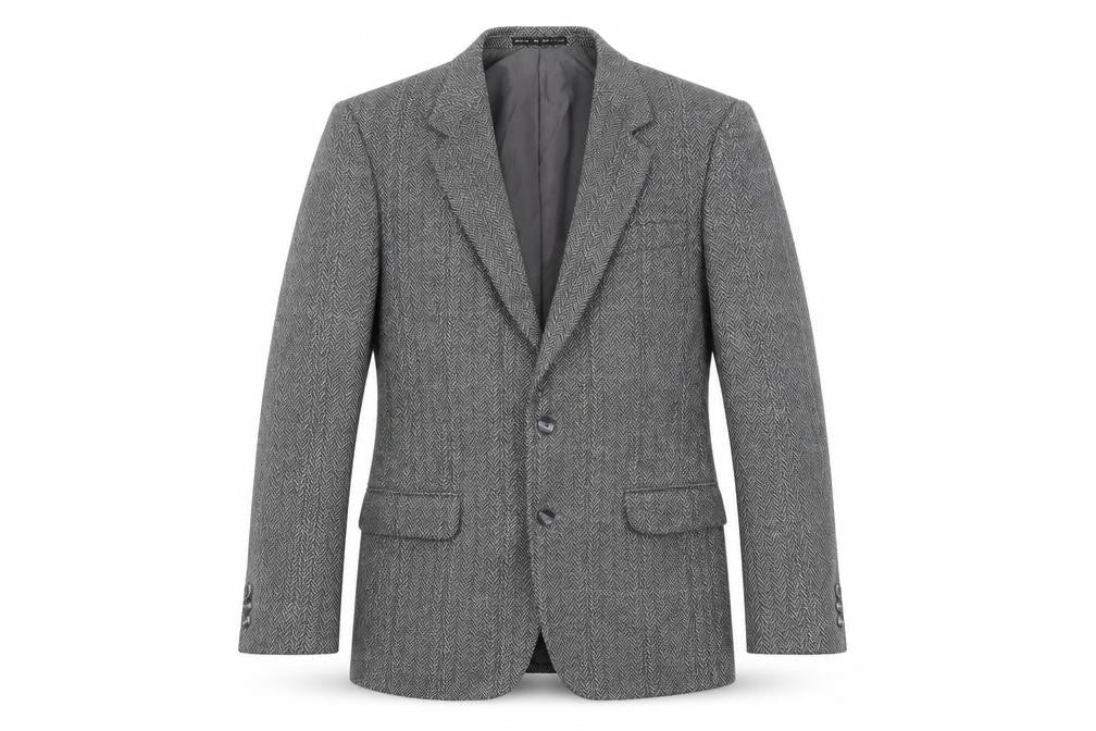 Greenwoods Mens Grey Geometric Jacket Blazer Size 40 Button