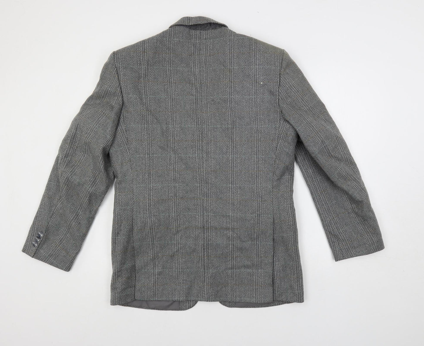 Greenwoods Mens Grey Geometric Jacket Blazer Size 40 Button