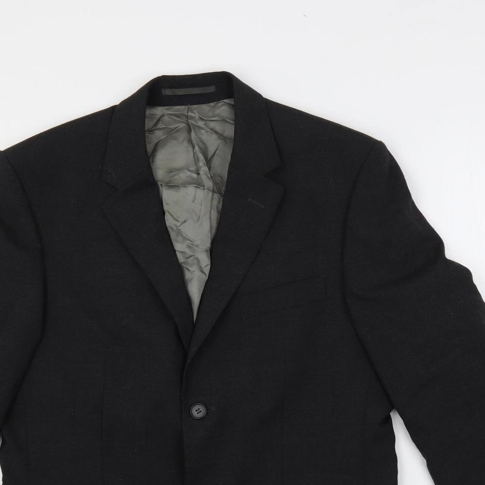 Karl Jackson Mens Black Polyester Jacket Suit Jacket Size 38 Regular